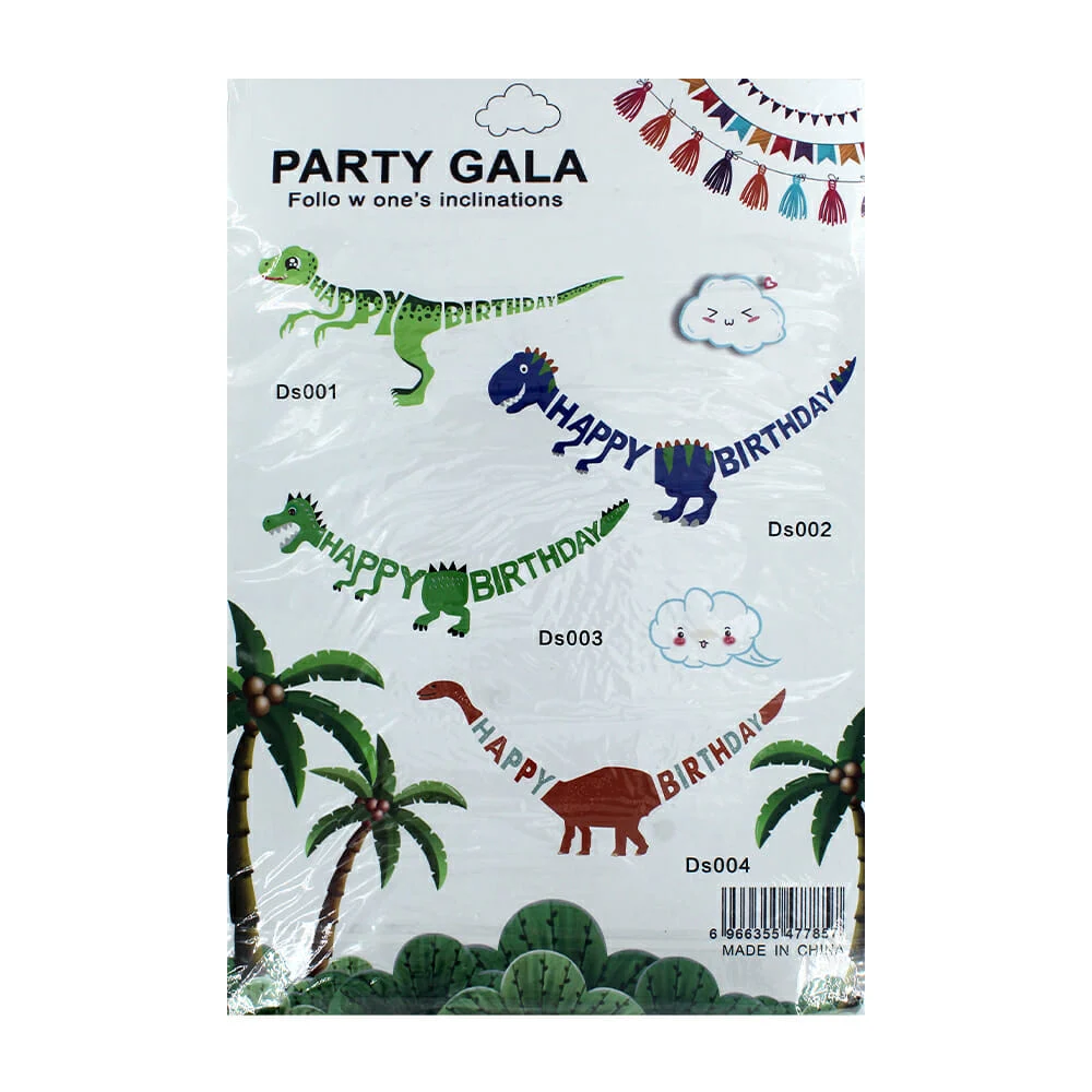 Banner letrero móvil happy birthday con diseño de dinosaurios, variedad de modelos / ds004