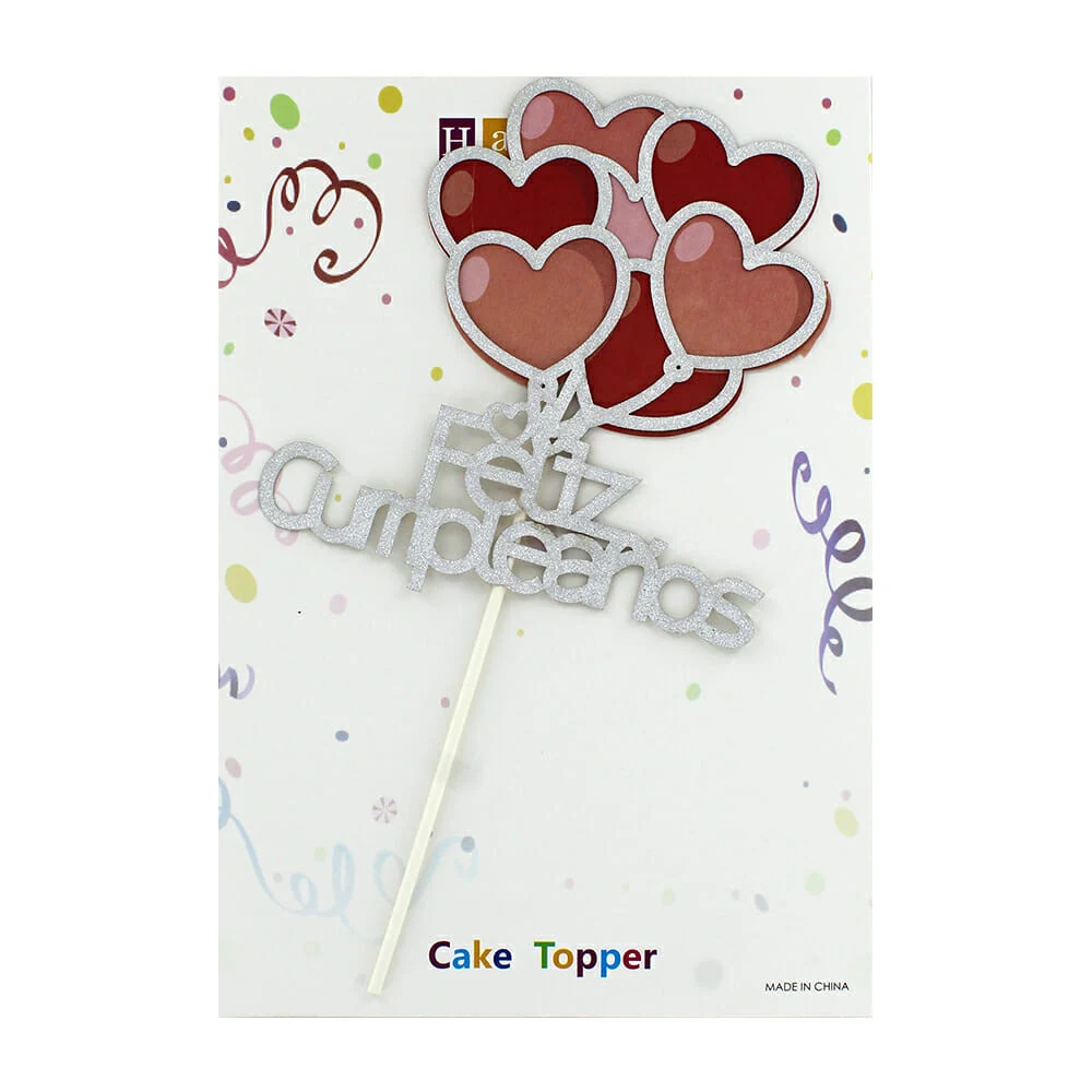 1pza Cake topper feliz cumpleaños con decoración de corazones para pastel / happy party