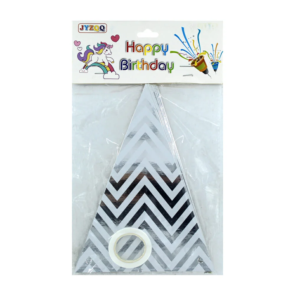 Banner banderín triangular con efecto metálico, variedad de diseños / pt-912