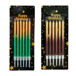 Paquete de 6 velas bicolor para fiesta con detalles en color metálico…