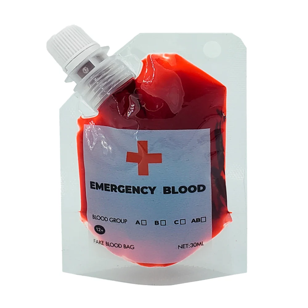 Mini bolsa con sangre falsa de 30ml para disfraz de halloween / emergency blood / pt11306