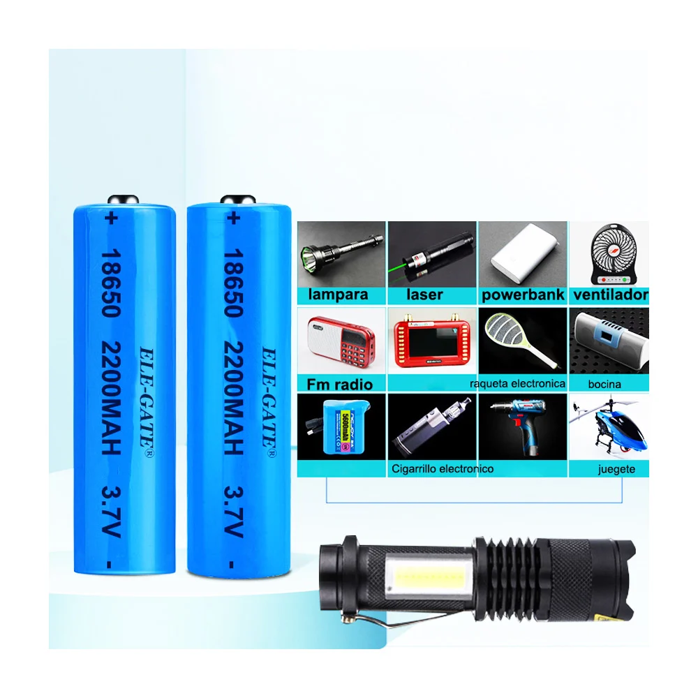 Blíster con 2 pilas baterías ele-gate de litio recargable 2200-2400mah / pw.18650