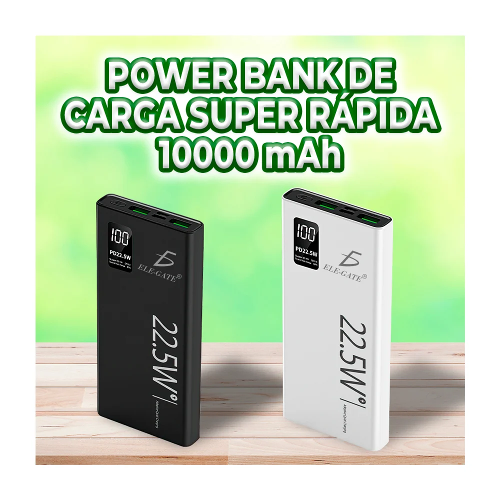 Power bank batería portátil ele-gate de 10000mah de carga rápida 22.5w, variedad de colores / pw.21