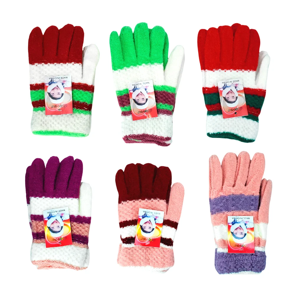 Par de guantes afelpados tipo tejidos tricolor, variedad de colores / gloves