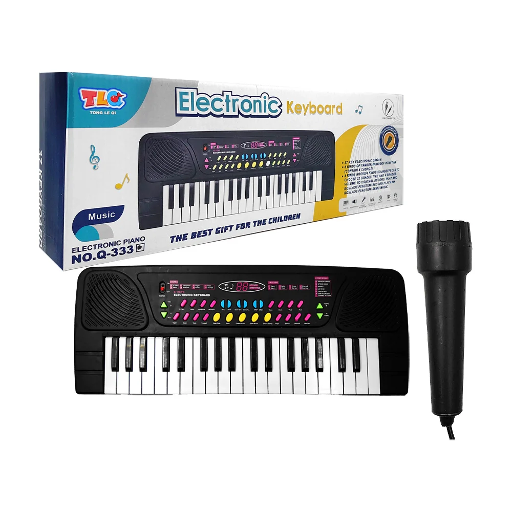 Piano electrico musical interactivo con 37 teclas y diversas funciones, variedad de colores / electronic keyboard / q-333
