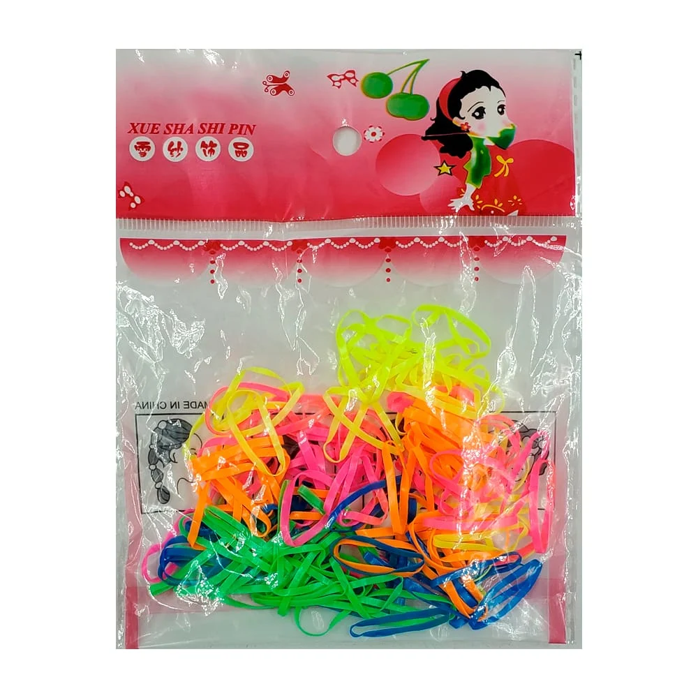 Paquete ligas látex grandes de varios colores para el cabello / xue sha shi pin