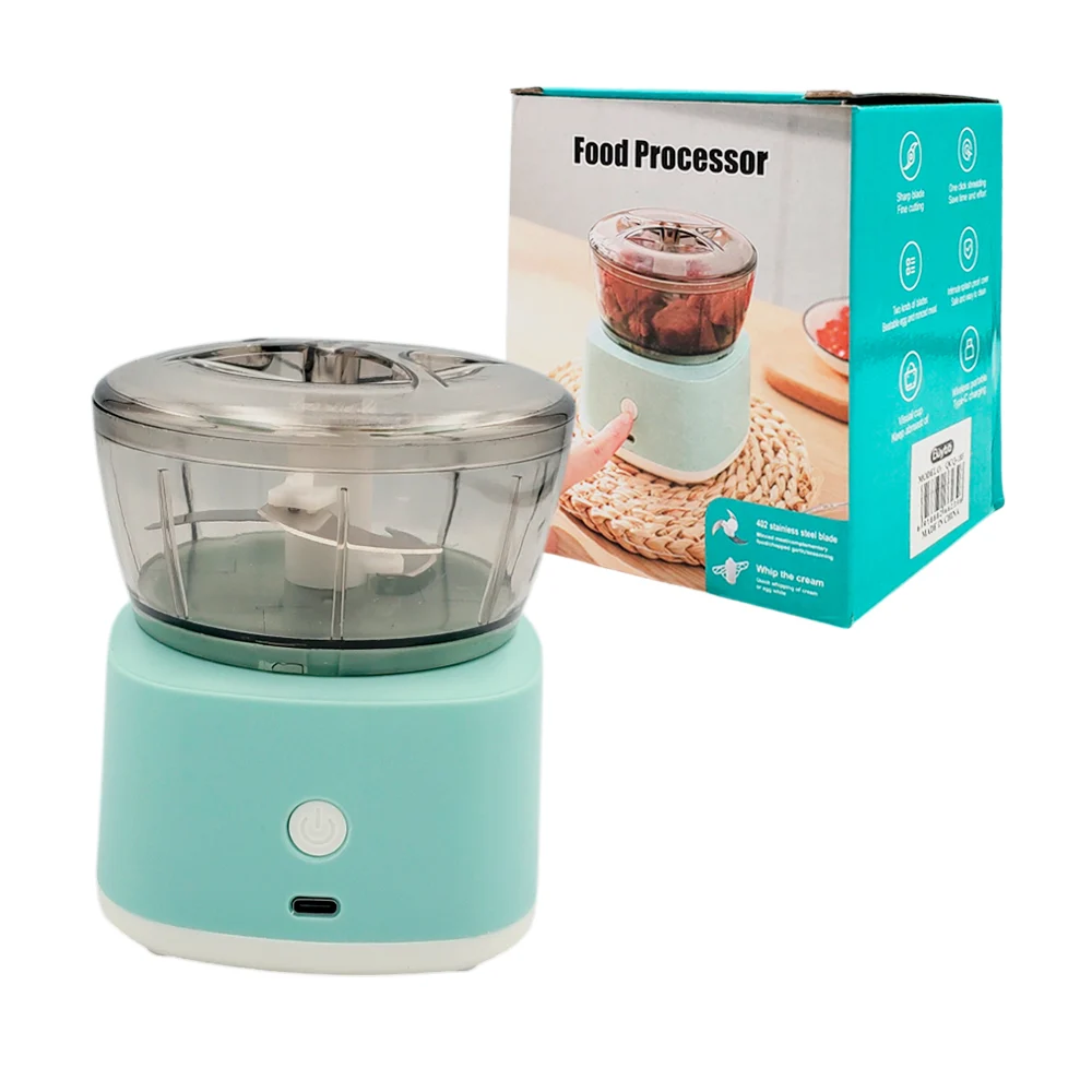 Mini procesador portátil recargable con 2 tipos de aspas intercambiables para batir o triturar alimentos / food processor / qcq-183