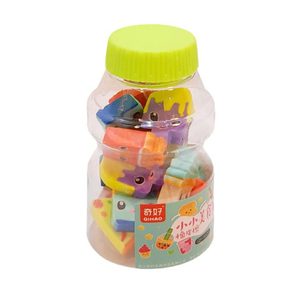 Bote con 18 gomas borradores qihao en forma de comida / qh8571