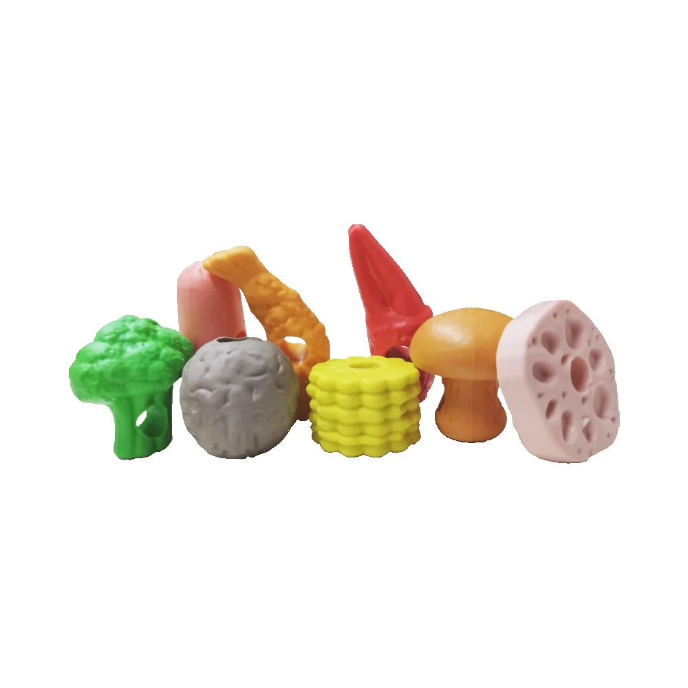 1pza frasco con 8 gomas borradores en forma de comida, barbacoa asiática, qihao, variedad de diseños / qh-8616