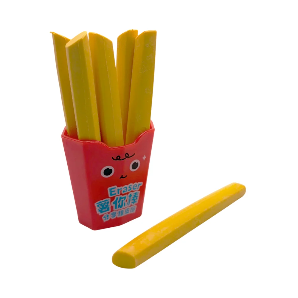 Set de 6 borradores alargados con forma de papas fritas / qh-8622 / eraser