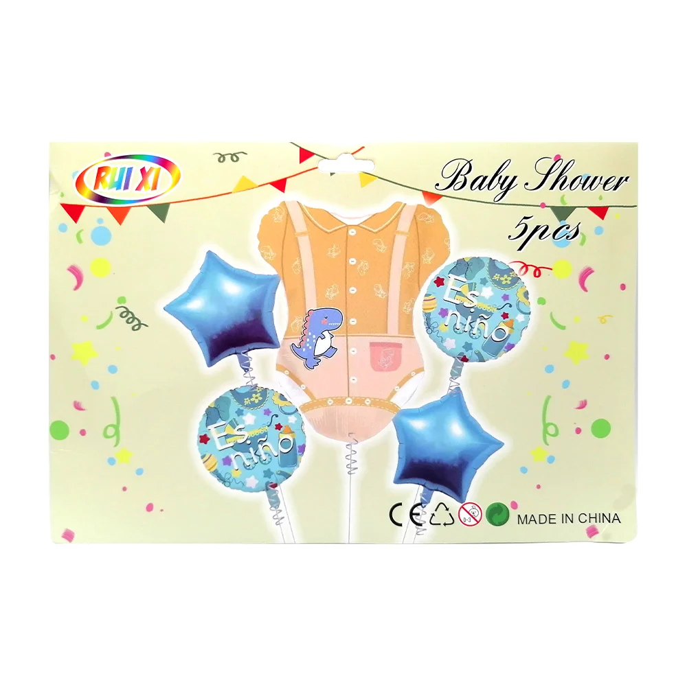 Set de 5 globos metálicos con temática de baby shower para niño / rui xi / qq-125