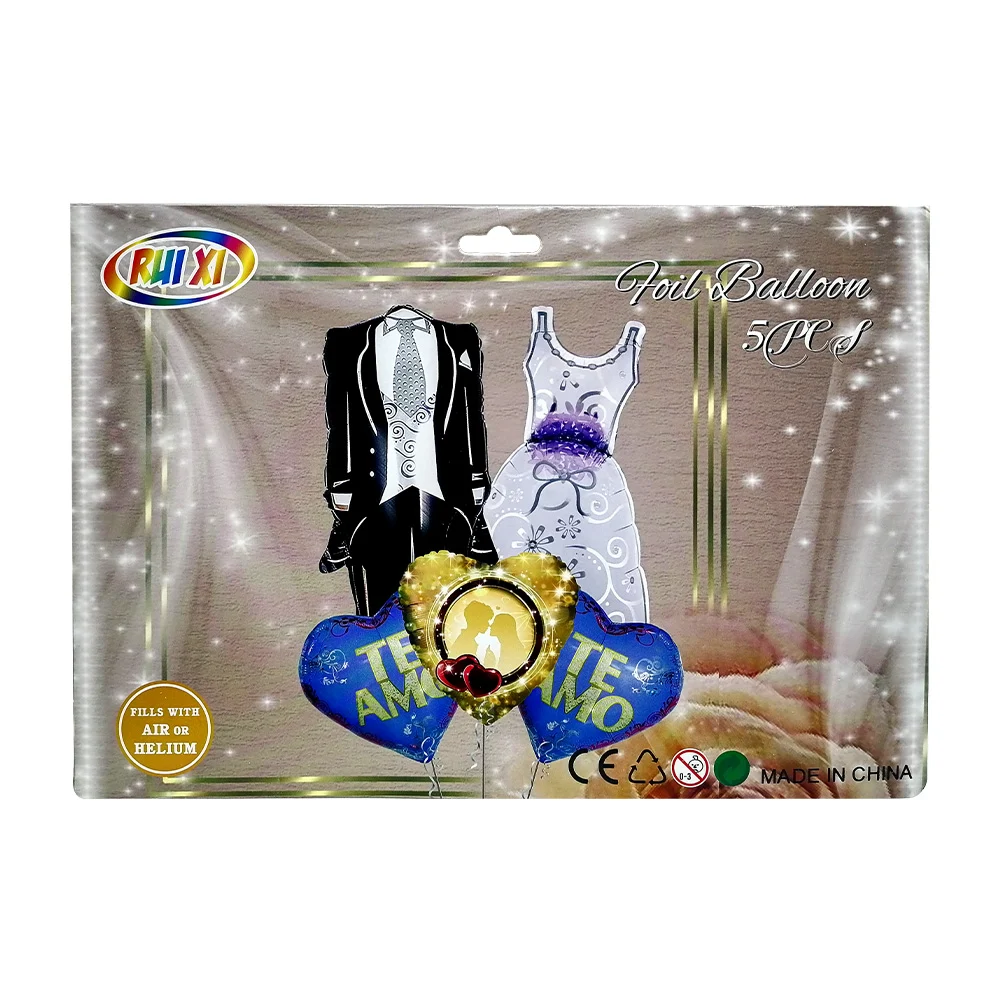 Set de 5 globos metálicos con temática de boda, variedad de modelos / rui xi / yongli / qq-180 / lx-0039