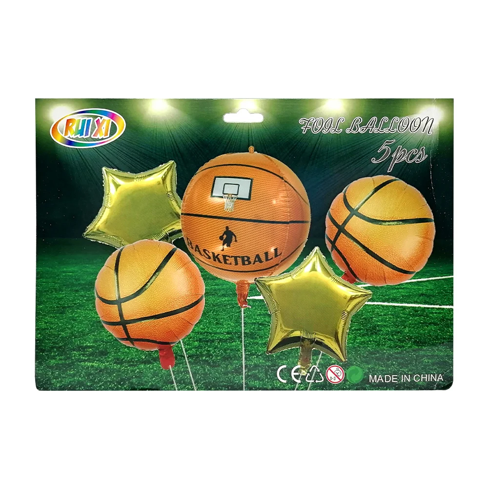 Set de 5 globos metálicos con temática de basketball / rui xi / qq-189