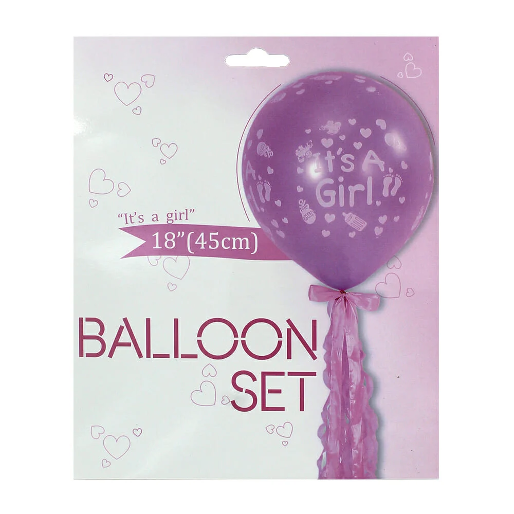 1pza Globo revelación its a girl o its a boy de 18 pulgadas con listón para baby shower, variedad de colores / balloon set