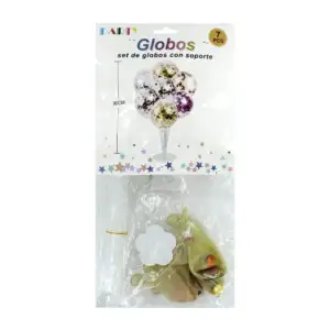 Set de 7 pzas globos de látex con lentejuelas multicolor + soporte de…
