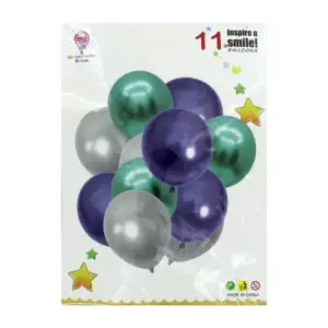 Set 11 globos de látex con efecto cromado, variedad de colores / gold…
