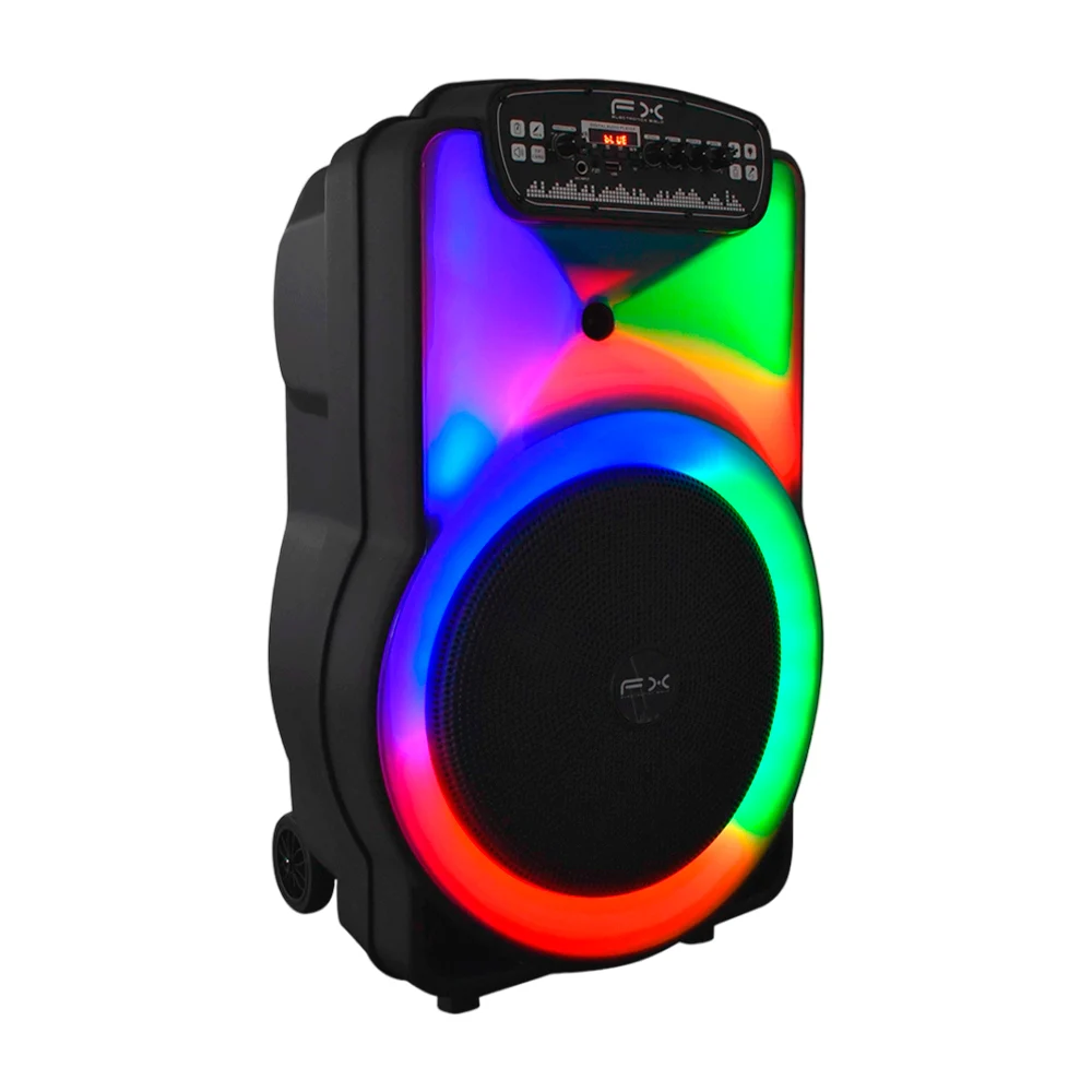 Bafle bocina recargable fx de 15 pulgadas con luz rgb, micrófono y control remoto, 4000w / qs-1508