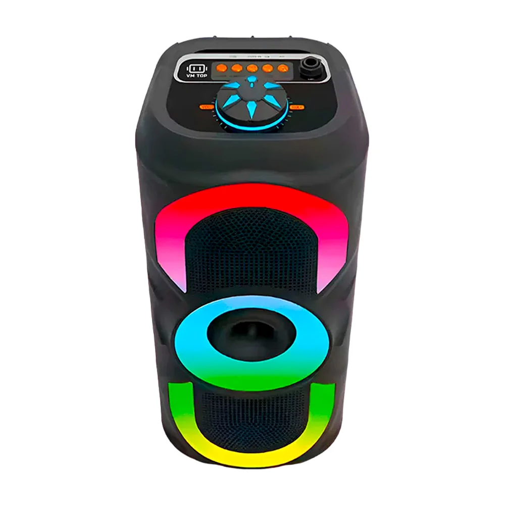 Bocina bluetooth vm top de 4 pulgadas con luces led rgb + ranura para micrófono, usb y micro sd / qs-3630