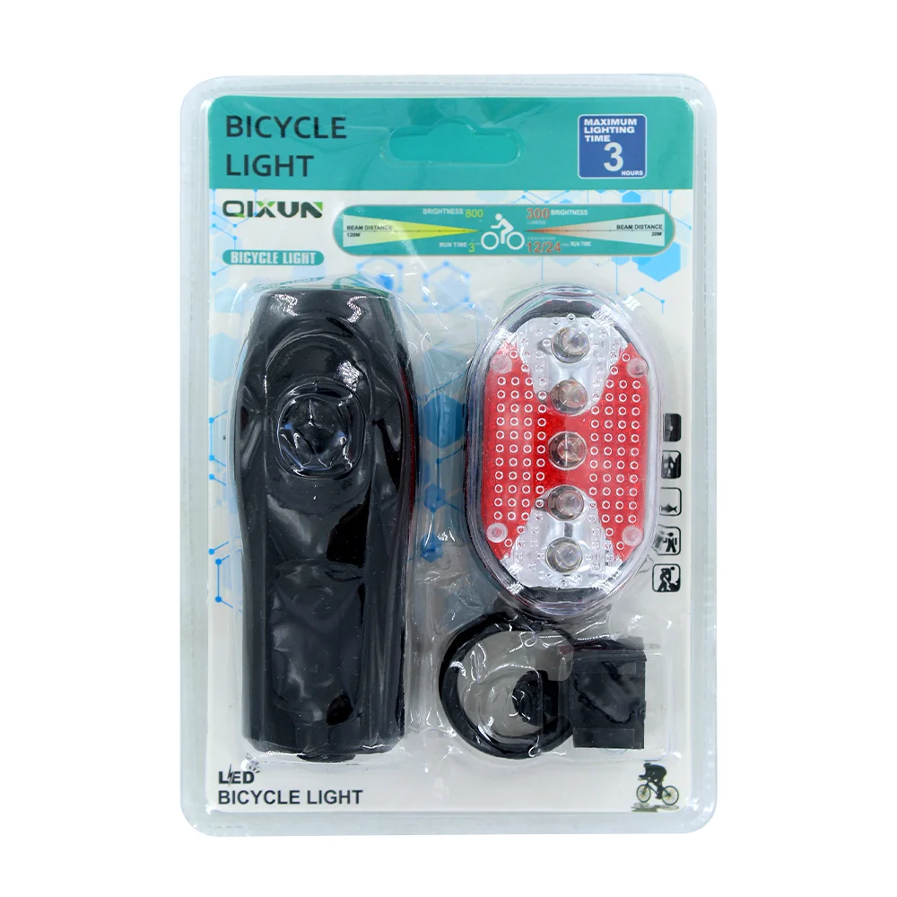 Lámpara delantera qixun de 5 leds y lámpara trasera para bicicleta / qx-t0708