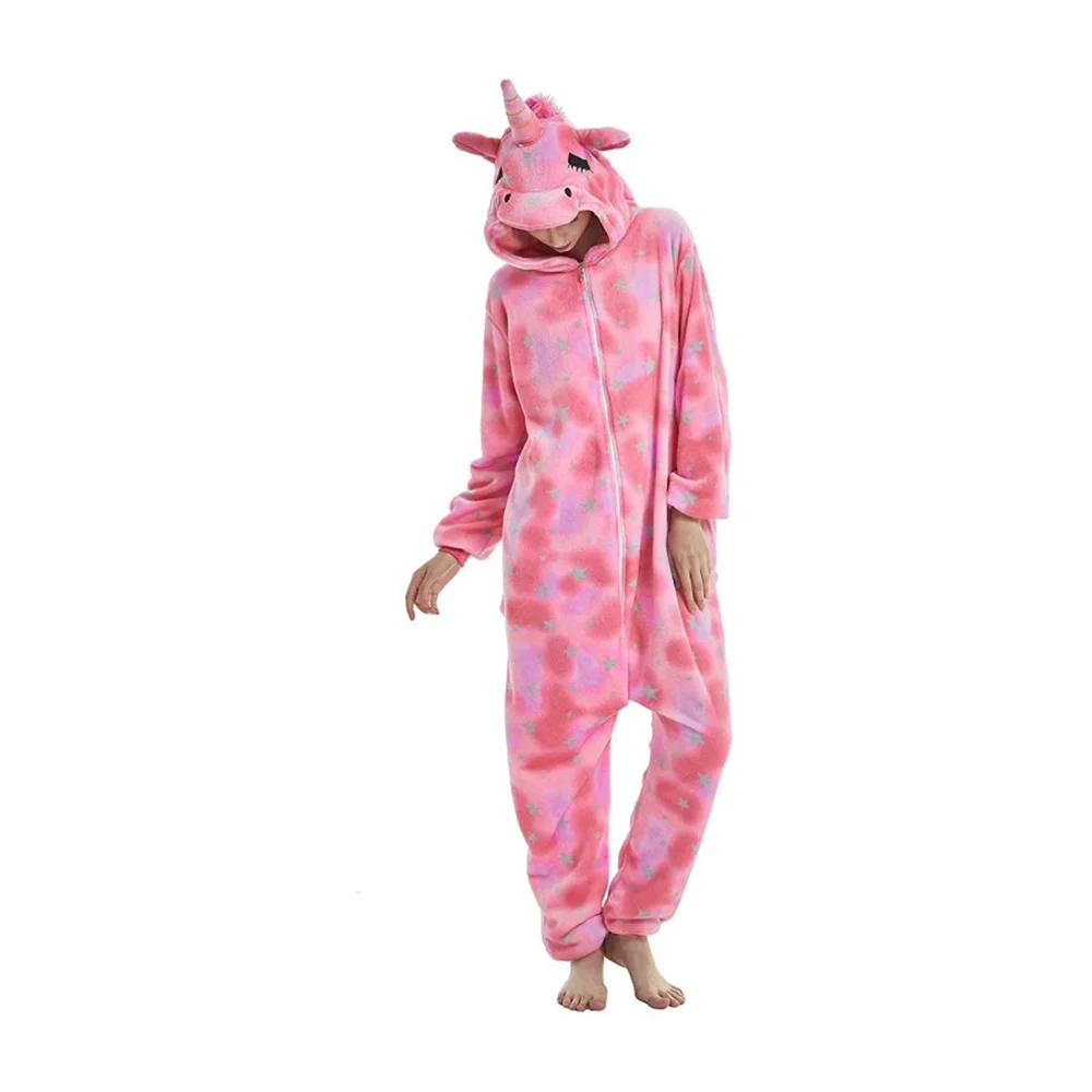 Pijama mameluco infantil de cierre afelpado con bolsillos diseño de unicornio, variedad de colores y tallas / qxsy-1623