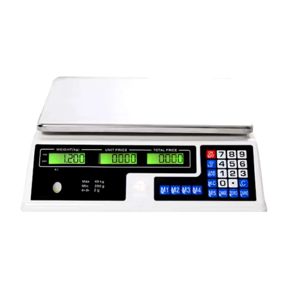 Báscula digital electrónica comercial multifuncional con bandeja metálica y capacidad de 40kg / qz-512126