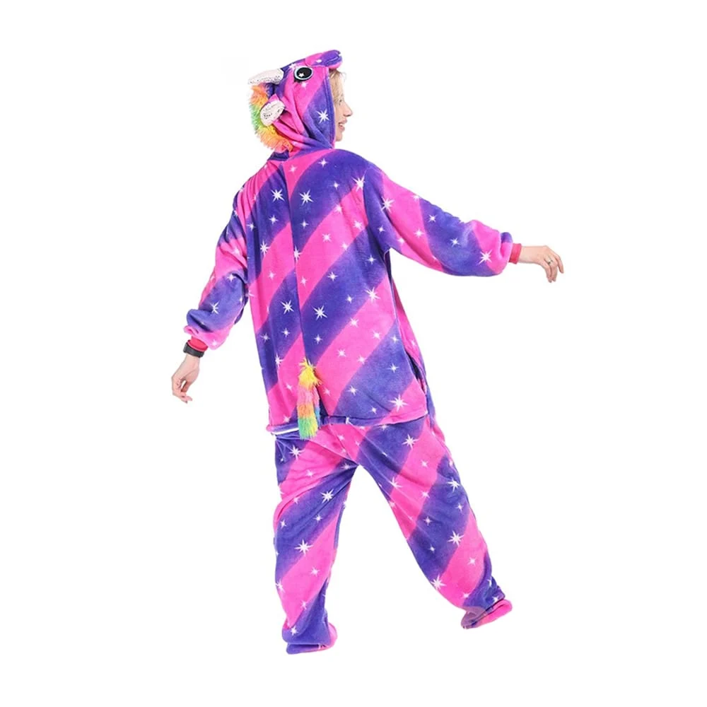 Pijama mameluco multicolor afelpado para adulto de cierre con bolsillos diseño de unicornio, variedad de modelos y tallas / qxsy-1824