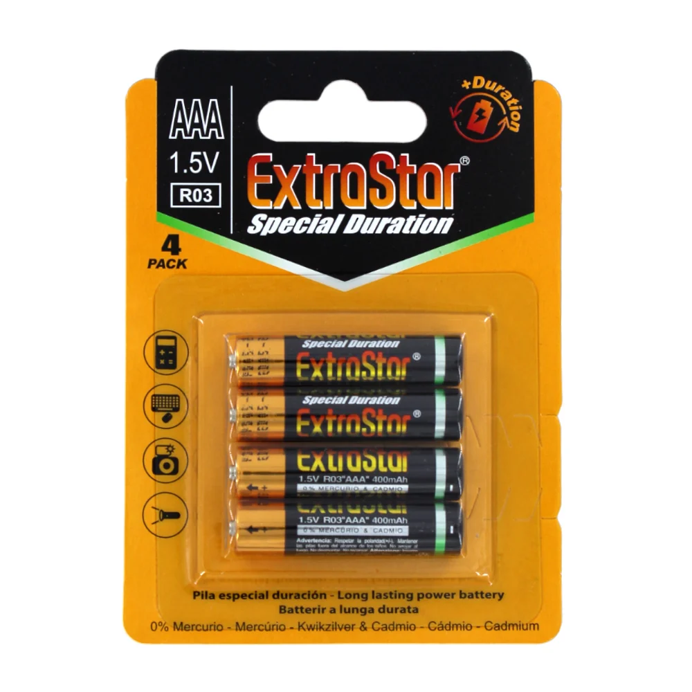 Blíster con 4 pilas aaa extra star de 1.5 volts / 60044