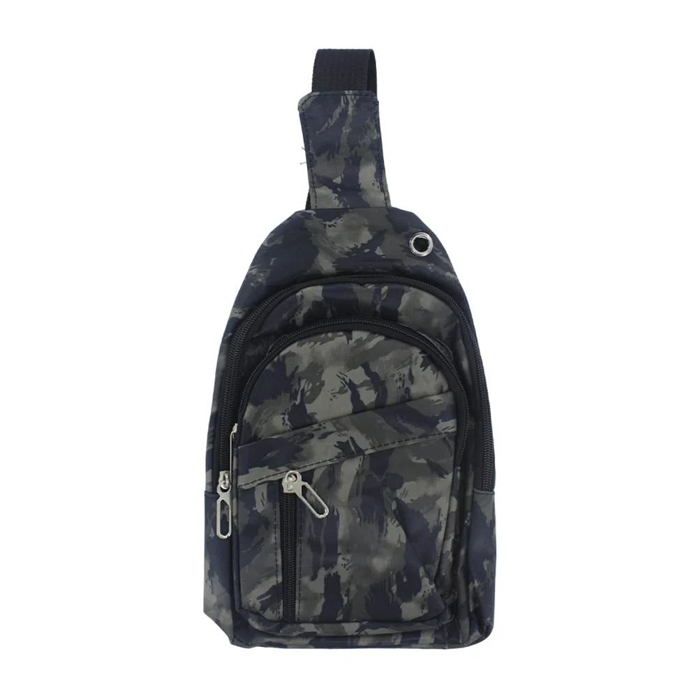 Mochila mariconera pequeña de 4 compartimentos con diseño tipo militar camuflajeado, variedad de colores / r134#