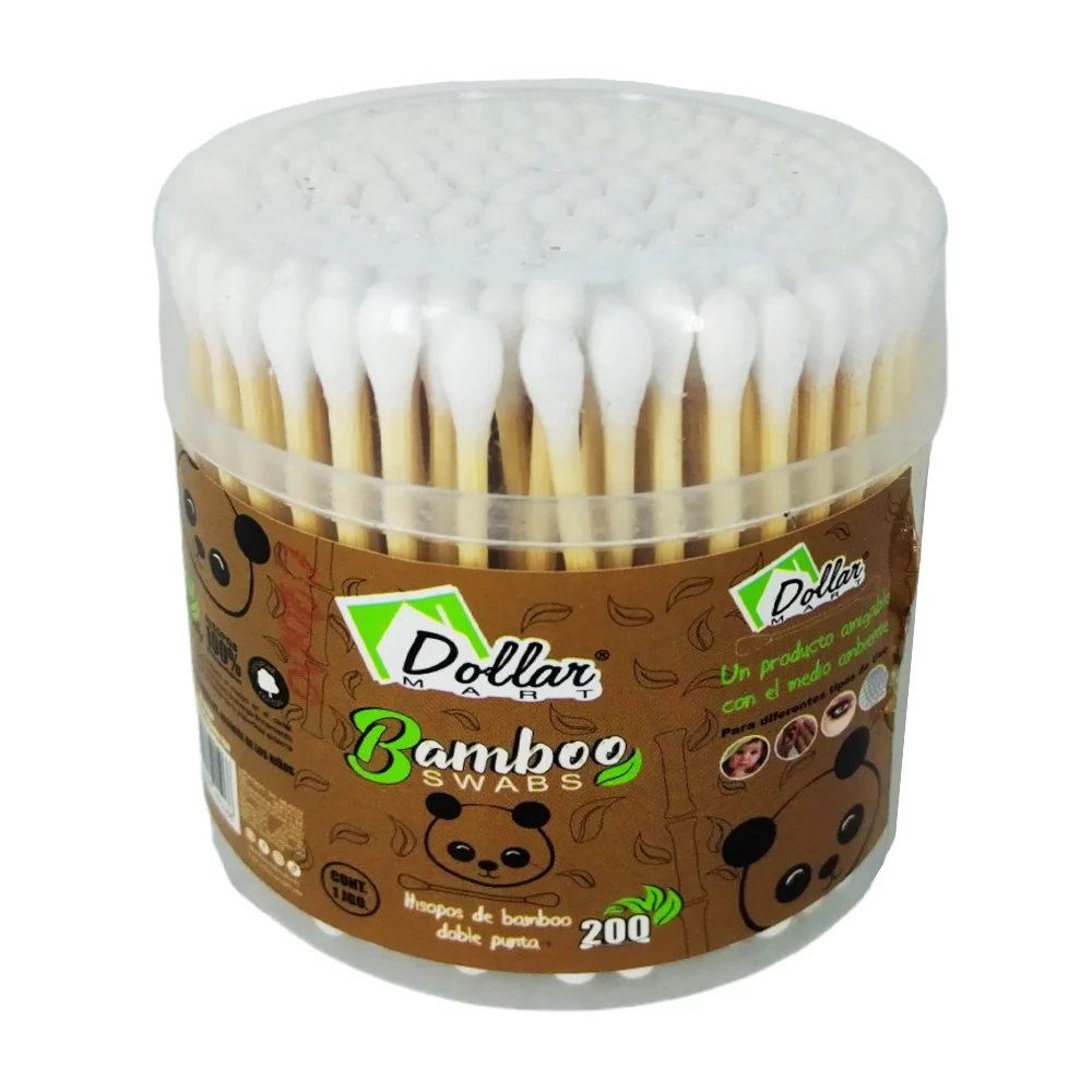 Bote con 200 cotones de bambú / dollar art 02000