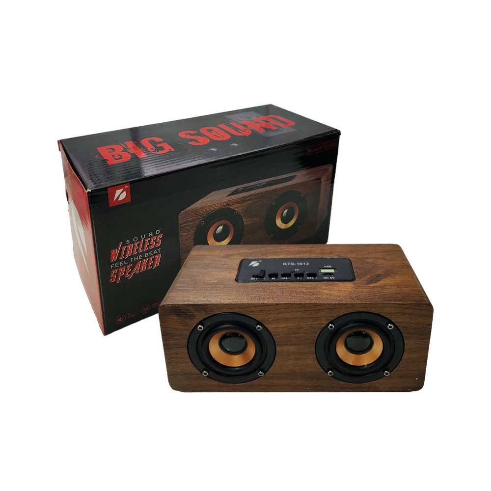 Bocina bluetooth big sound tipo barra de sonido con diseño de acabado madera y ranuras para micro sd y usb / kts-1612