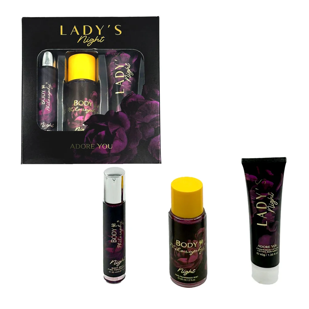 Set perfume en spray con fragancia de 60ml, perfume de bolsillo de 20ml y loción con fragancia de 40g para hombre y mujer, variedad de aromas / body philosophy / rb09-9