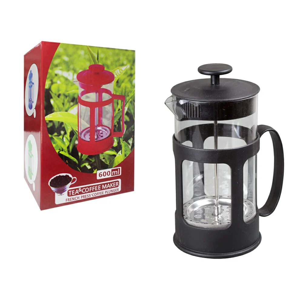Cafetera prensa francesa de cristal con capacidad de 600ml, variedad de colores / tea & cofee maker