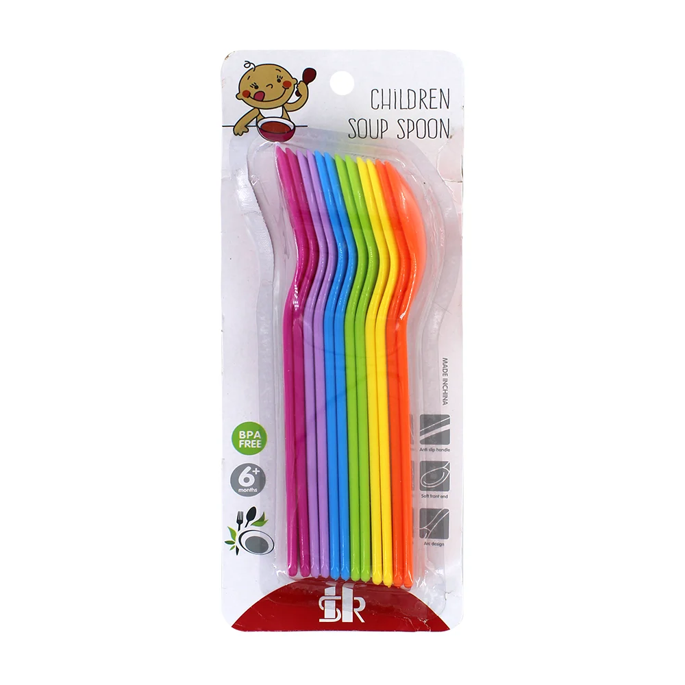 Paquete 12 cucharas largas de colores para niños, variedad de colores y tamaños / ro-0056