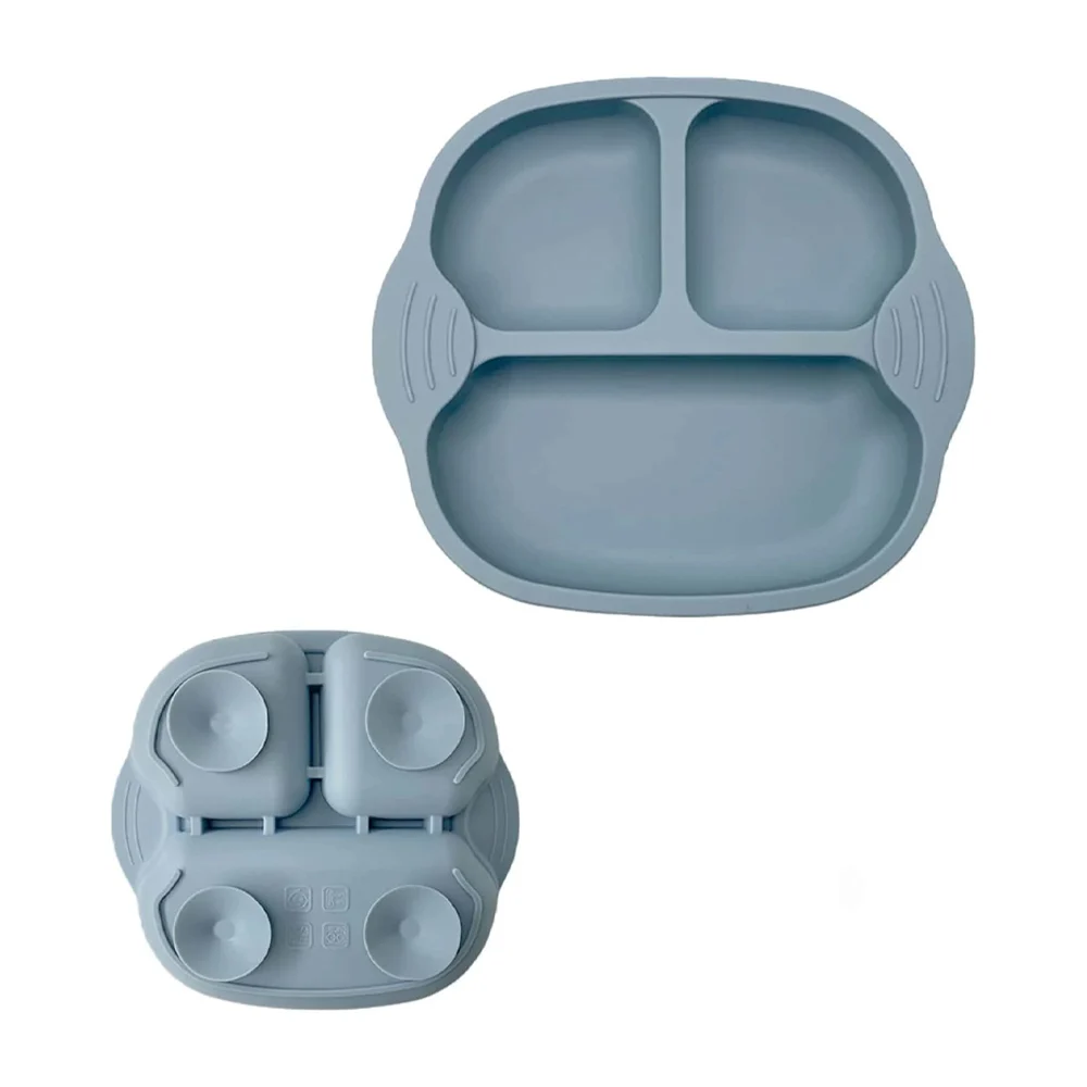 Plato entrenador de silicona para bebe con resistencia a las altas temperaturas y 3 divisiones, variedad de colores / ro-0088