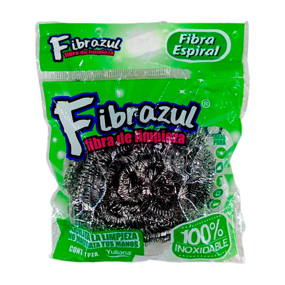 1pza Fibra espiral de acero inoxidable multiusos para lavar trastes / fibrazul / mx-6100
