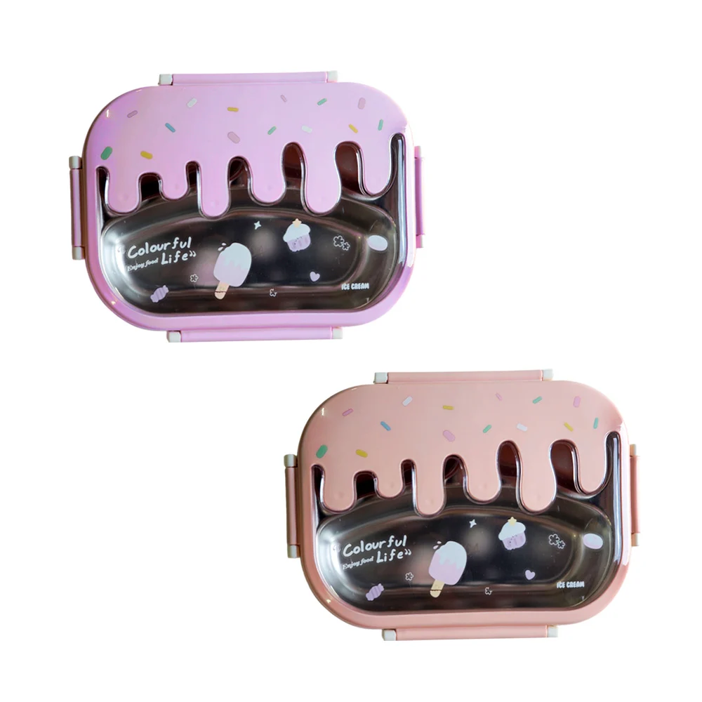 Tupper rectangular de 3 compartimentos con diseño de helado, variedad de colores / colour ful life / ro-6283