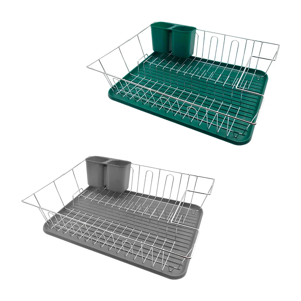 Escurridor metálico con charola y escurridor para cubiertos, variedad de colores / hy743