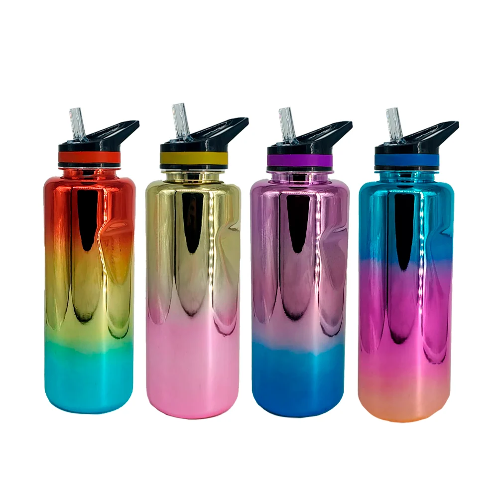 Botella cilíndrica de 2 L, de plástico,  efecto espejo, plantillas de stickers, tornasol, bicolor, tricolor o efecto metalizado / ya-ysj040