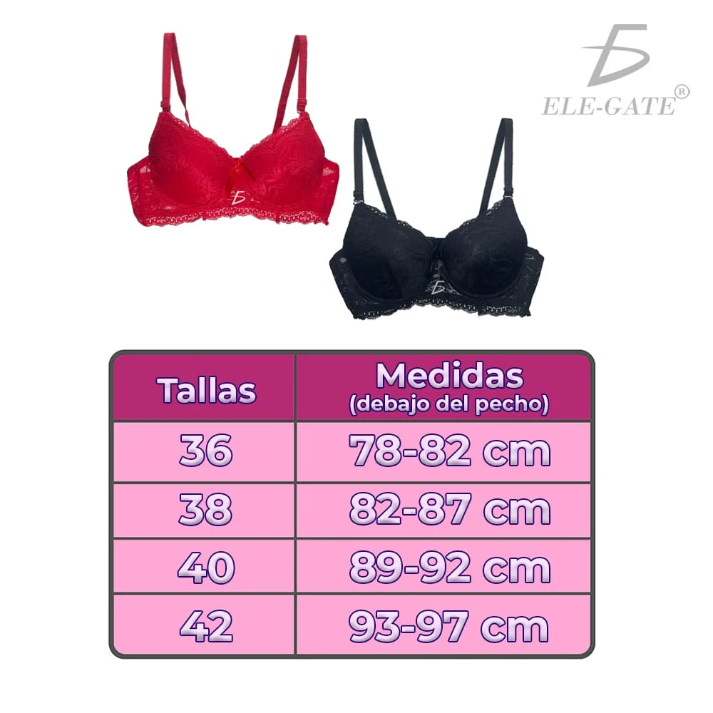 Brasier con encaje bordado y efecto push up, variedad de colores y tallas / rop.34