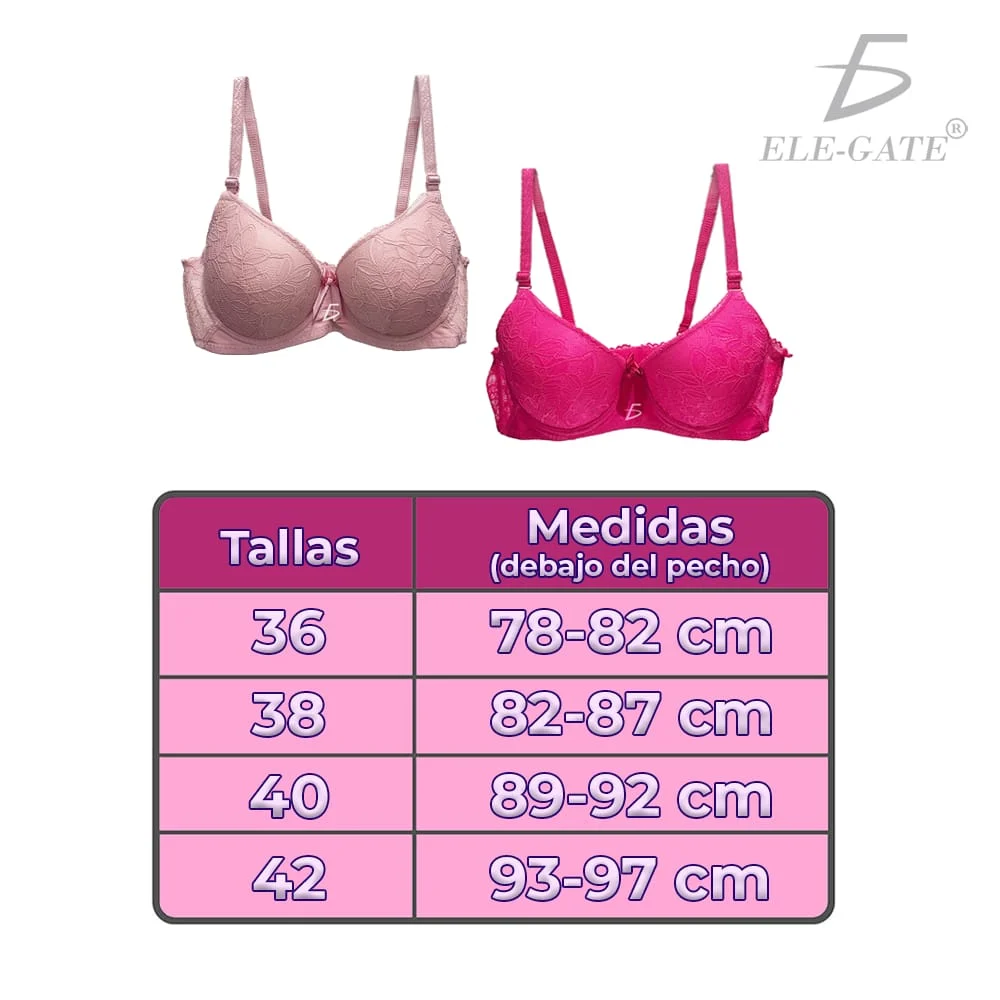 Brasier con encaje copa completa slight push up y tirantes ajustables, variedad de colores y tallas / rop.35