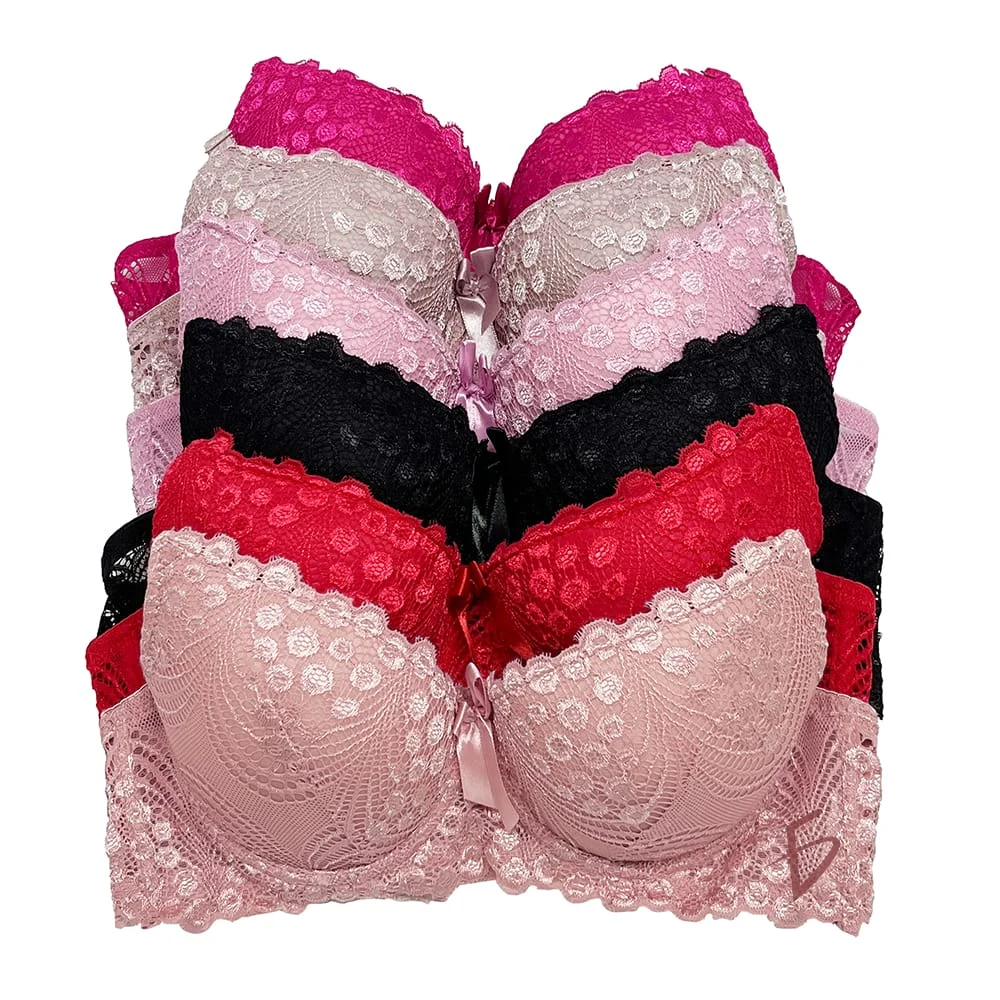 Brasier con diseño de encaje floral y tirantes ajustables, variedad de colores y tallas / rop.39