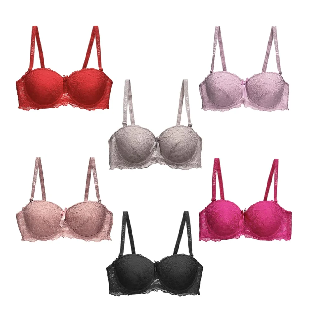Brasier con encaje de flores copa completa y tirantes ajustables, variedad de colores y tallas / rop.45