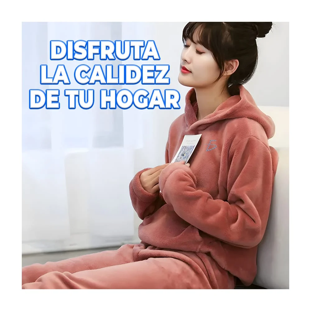Conjunto de pijama afelpada de 2 piezas para invierno con sudadera y pans, variedad de colores / rop.74