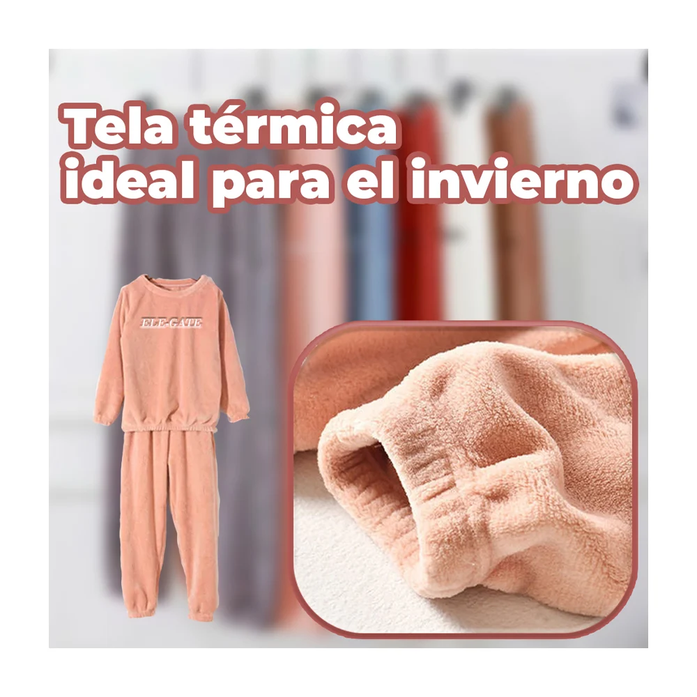 Conjunto de pijama afelpada para invierno de 2 piezas con pans y hoddie, variedad de colores / rop.74.2