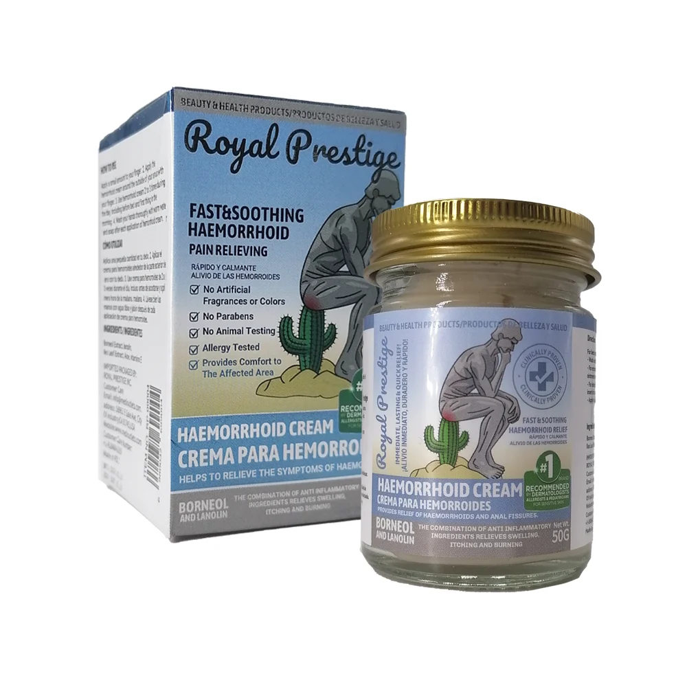 Crema con aloe y vitamina e para calmar las hemorroides, 50g / royal prestige / 13330