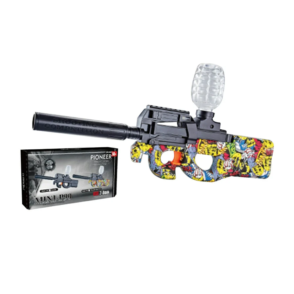 Pistola mini p90 diseño tipo grafiti de payasos con modo automático para lanzar bolitas de hidrogel 7-8mm / rq88-15c