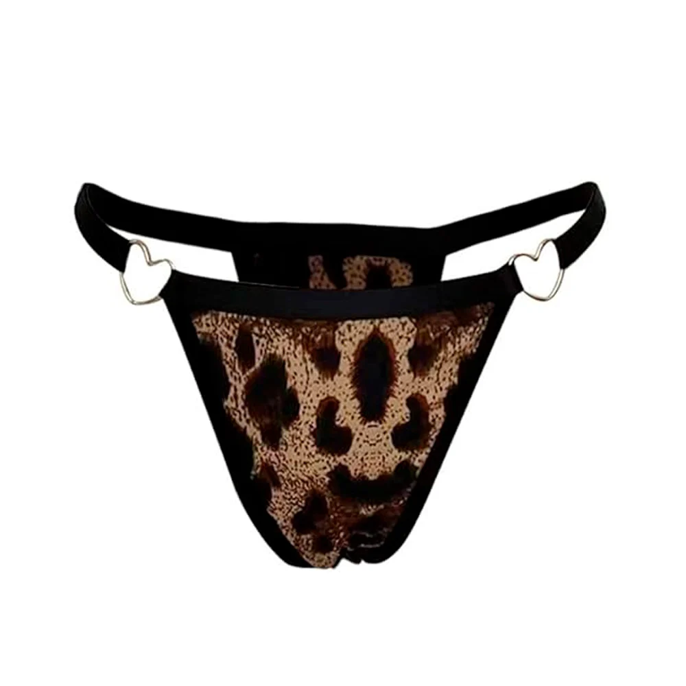 Conjunto de lencería 2 piezas con diseño de animal print y decoración de corazones, variedad de tallas / hm-ln-m