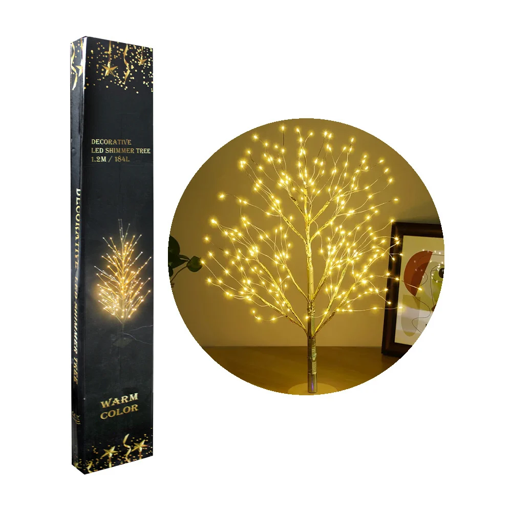 Árbol decorativo de luces led cálidas y blancas con altura de 1.2m / decorative led shimmer tree / s-122a