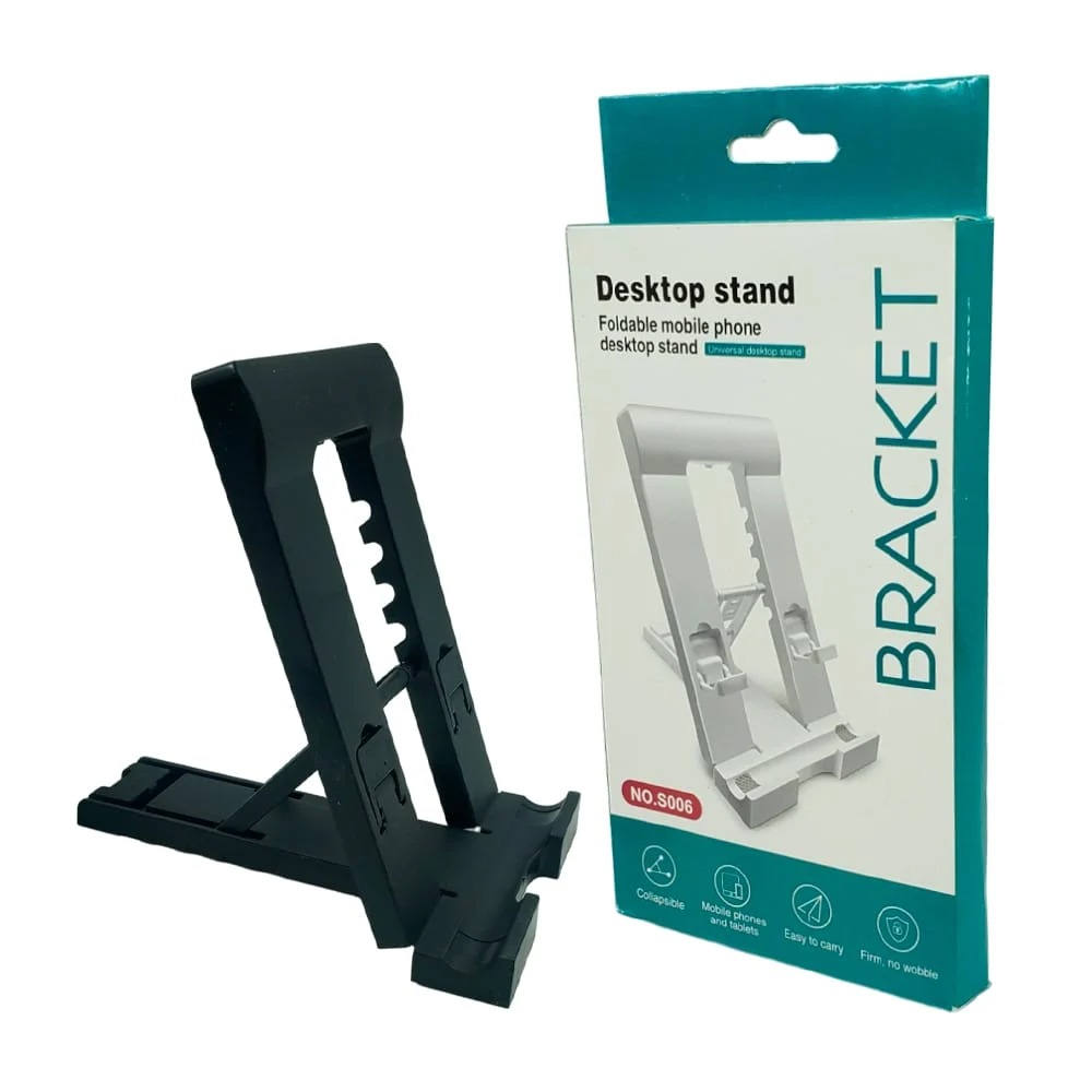 Soporte plegable de plástico para teléfono celular o tablet, portátil, ángulo variable, variedad de colores / desktop stand bracket / s006