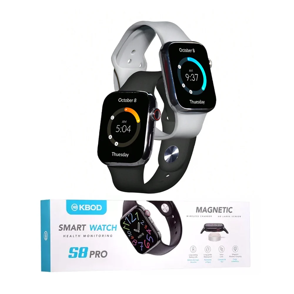Smart watch reloj inteligente s8 pro a prueba de agua con cargador magnético y correa de plástico / kbod / s8.pro